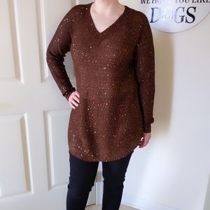 EUC Soft Surroundings Brown Sequined Sweater Small